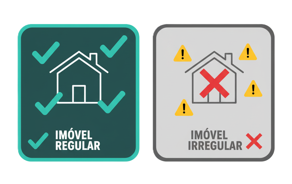 Imagem comparando imóvel regular e irregular