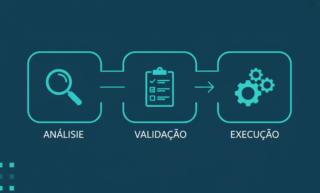 Fluxograma visual do passo a passo Pesquisa, Proposta e Processo