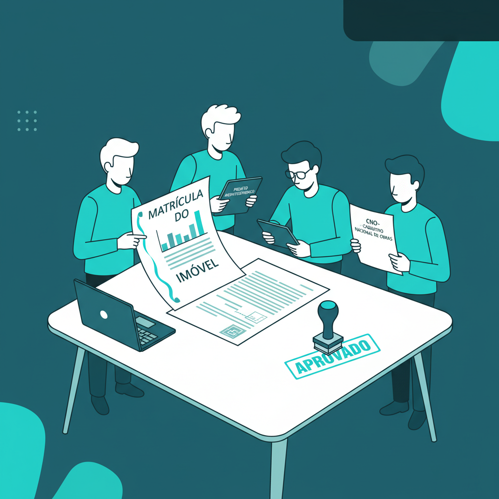 Equipe de engenheiros da Cazú revisando documentação completa